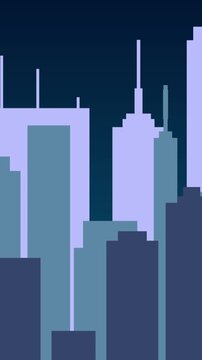 Vertical Retro Pixel Cityscape Parallax Scrolling Background for **Gaming** Reels 4K