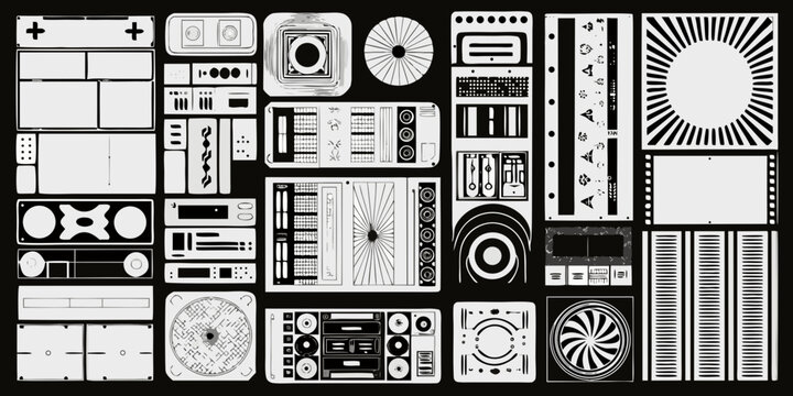 futuristic interface elements a collection of white vector panels