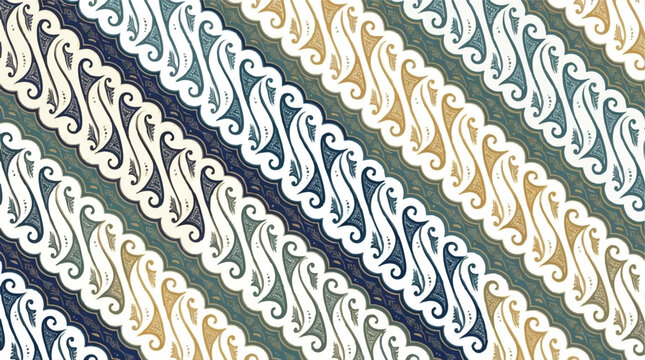 Traditional Indonesian Parang Batik Pattern in Pastel Tones