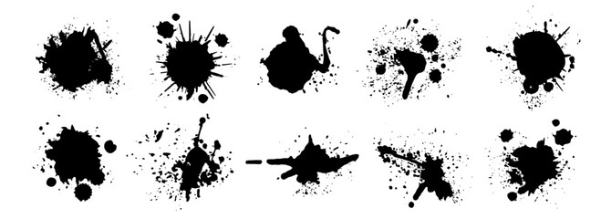 Aerosol spray effect, graffiti template with paint drips. Street bombing, stencil paint. Graffiti template, paint shapes with spots and drops. art illustration © Randy
