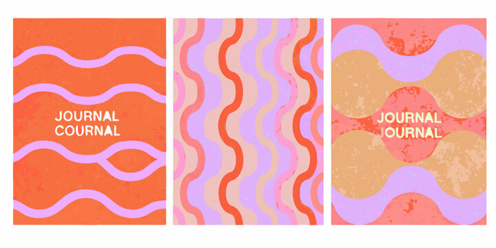 Retro wavy stripe patterns a cohesive collection of journal covers