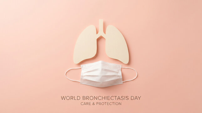 World Bronchiectasis Day Minimal Lung Silhouette with Medical Mask Hero Banner