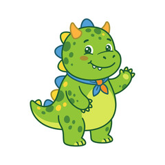 Obraz premium Friendly Green Cartoon Dinosaur