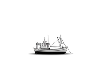 Fototapeta premium Fishing boat illustration isolated on white background for design elements