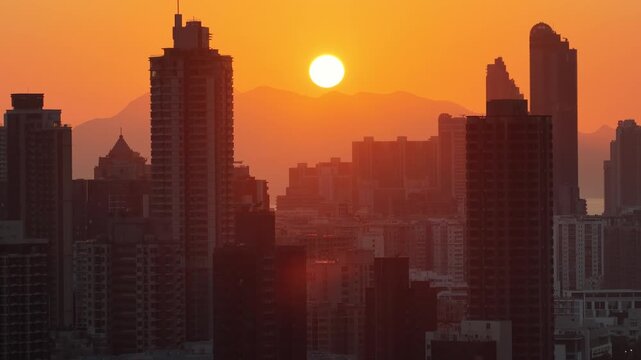 To Kwa Wan Skyline Warms Beneath Fiery Hong Kong Sunset Feb 15 2026