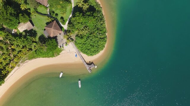 Aerial view of the coast of the tropical island of Ilha Grande near the town of Angra dos Reis in Brazil