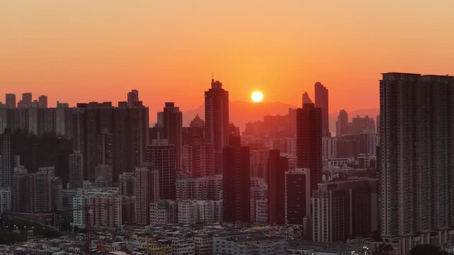 To Kwa Wan Skyline Warms Beneath Fiery Hong Kong Sunset Feb 15 2026