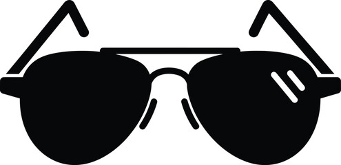 Black aviator sunglasses icon representing stylish eyewear and summer fashion accessories © Mdsharaf