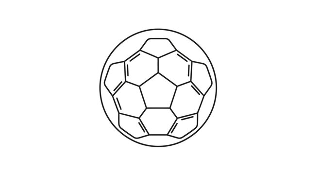 Fullerene C60 molecule structure, carbon allotrope, scientific illustration