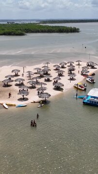 Croa De Gore Island At Aracaju Sergipe Brazil. Birds Eye View Of Stunning Dark River And Forest Trees. Paradise Island Landscape Heaven Beauty. Heaven. Aracaju Sergipe.