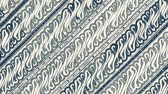 Traditional Blue Indonesian Parang Batik Pattern Background