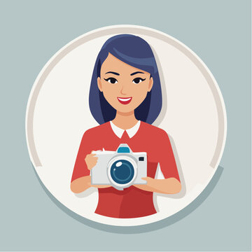 Cartoon Woman Holding a Camera