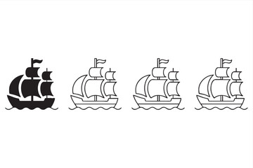 Vintage Sailing Ship Line Art Icon for Nautical Logo and Maritime Branding © Icon Nest