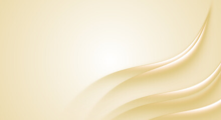 Light gold champagne yellow vanilla cream white abstract background. Silk satin fabric. Wave curtain ribbon strip line. Shining glittering glitter. Delicate elegant template design. Blank © Rudy Maulana