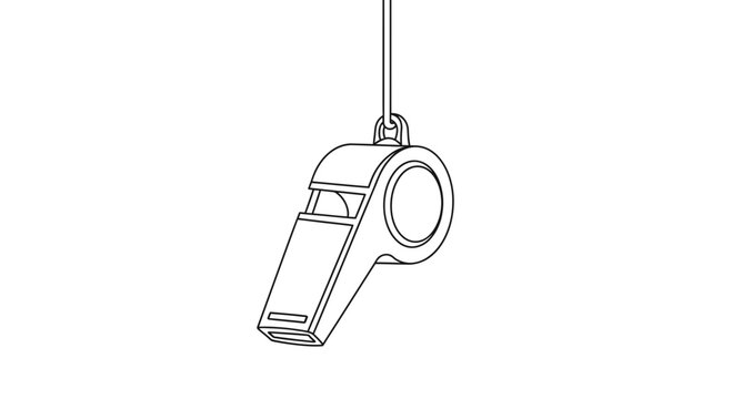 Sports Whistle Hanging on String - Line Art Illustration