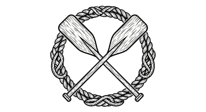 Oars crossed in rope circle symbol.