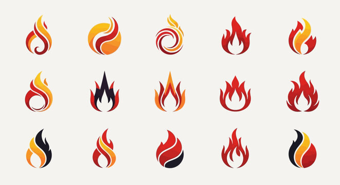 Collection of various flame icons.