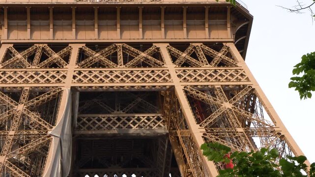 Low Angle View of the Eiffel Tower Structure in Paris France