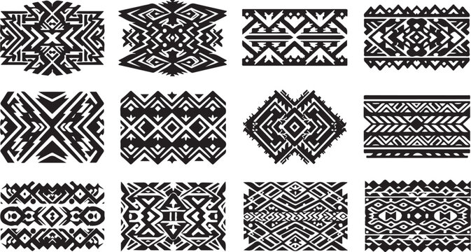 Collection of tribal geometric patterns and designs