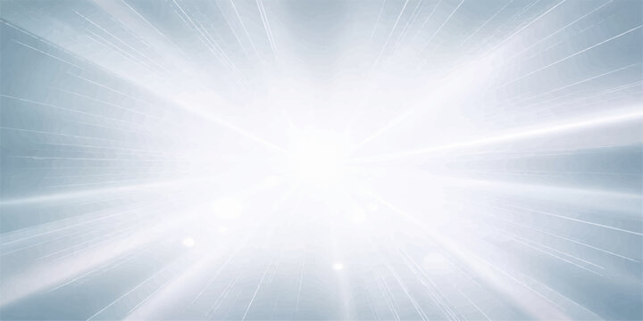 Bright abstract blue background with a glowing sun burst of light rays and star flare beams shining through a summer sky illustration for a high energy art wallpaper design