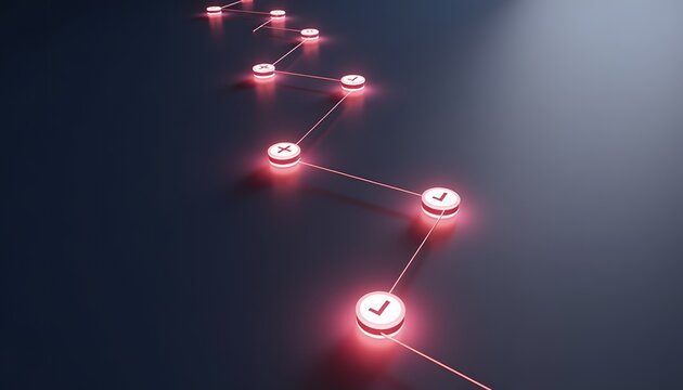 Network connection status with checkmarks and x symbols