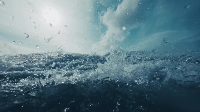 Surfer rides the wave and does radical maneuver and sprays a lot of water with fins. Pack of four clips with different speed and slow motion warp effect