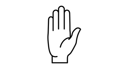 Fototapeta premium Stop Hand Gesture Icon, Outline Human Palm, Isolated on White Background