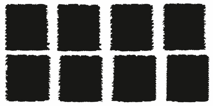 black rectangular shapes a grid of rough edged silhouettes on white