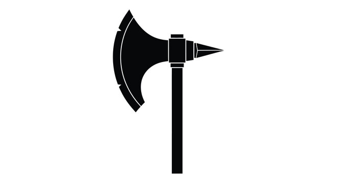 Medieval battle axe silhouette on a white background