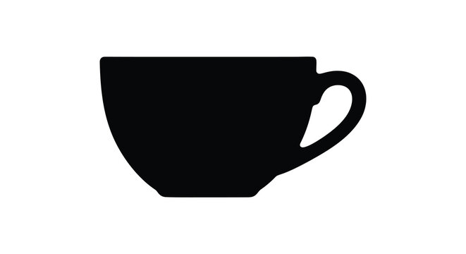 Black teacup silhouette on a white background