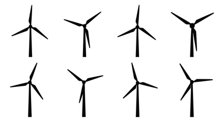 Wind turbine silhouettes on a white background silhouette © AlhamdulillahAdobe