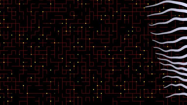 Galaxy Dots featuring Neon Highway Overlay in Black and Brown Abstract Motion Loop, 2K Seamless Video Background for Creative Art v20260501113343