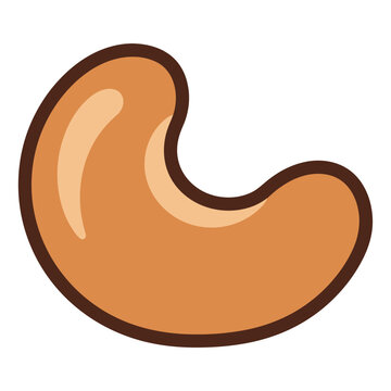 Cute Cashew Nut Icon Vector Illustration, Flat Healthy Snack Clipart for Organic Food Branding, App UI, Packaging, Logo and Sticker Design