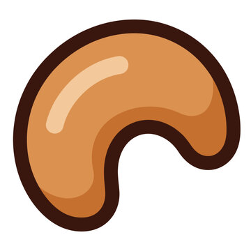 Cute Cashew Nut Icon Vector Illustration, Flat Healthy Snack Clipart for Organic Food Branding, App UI, Packaging, Logo and Sticker Design