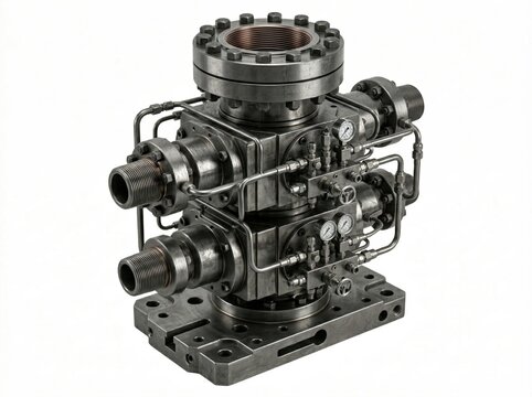Industrial blowout preventer equipment for oil and gas drilling.