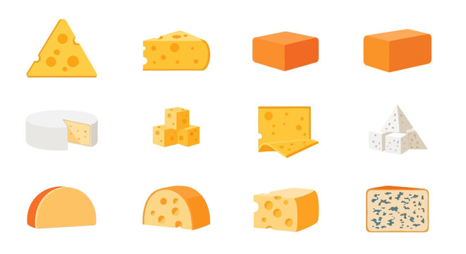 Assorted Cheese Varieties Collection with Different Textures and Shapes