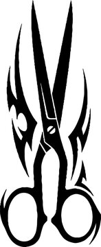 Stylized Scissors with Tribal Ornamentation