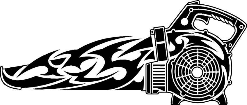 Leaf blower machine with flame tribal pattern