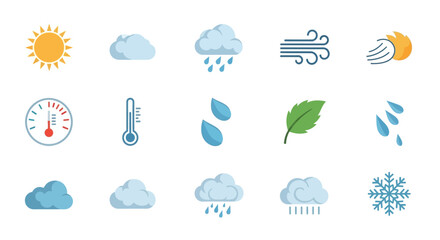Obraz premium Variety of Weather Conditions Weather Icons Collection