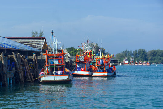 Fishing boats moored in Phang Nga, Thailand