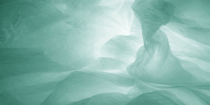 An abstract blue background features a cold winter pattern of frost and frozen crystal textures on an old glass surface with white snow lines