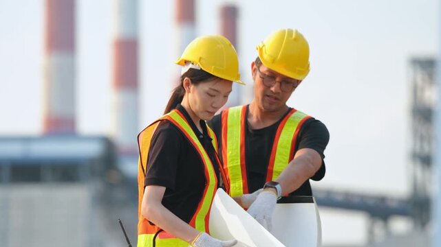 Construction planning meeting construction site collaborative discussion urban environment close-up view teamwork dynamics
