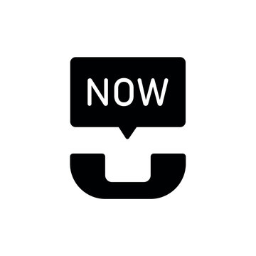 call now icon with telephone handset and now speech bubble, on a clean background.