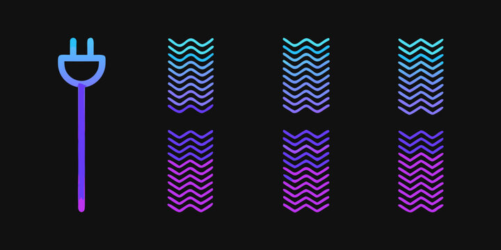 electric plug icon with gradient wave patterns on black background