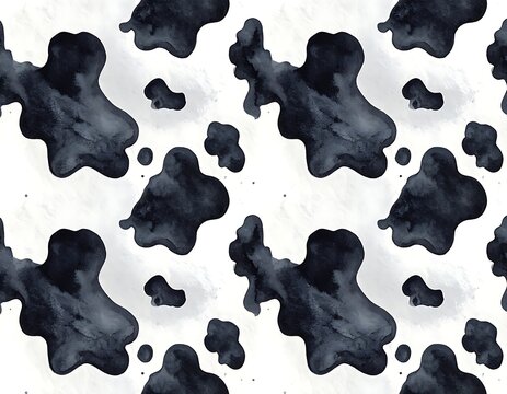 A black and white abstract pattern resembling cowhide or ink blots