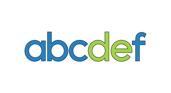 Colorful lowercase alphabet letters in modern sans-serif font design