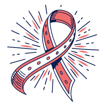 Polka dot pattern support ribbon vector artwork.