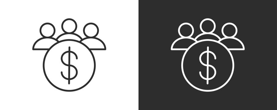 Community Funding Icon Set Vector Collection Isolated In Black And White