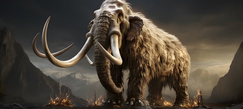 mammoth skeleton humanidad full body,generative AI
