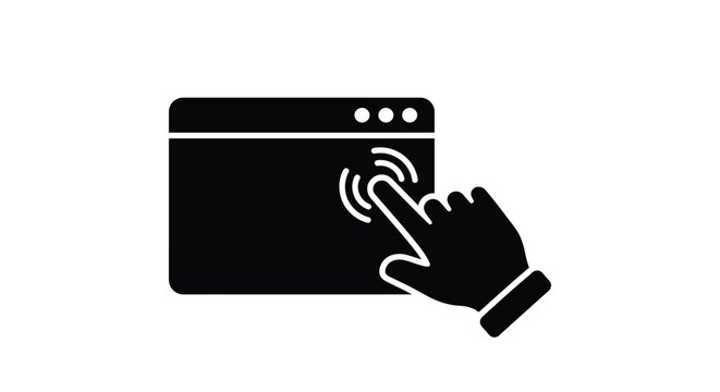 Hand touching screen interface black silhouette high quality